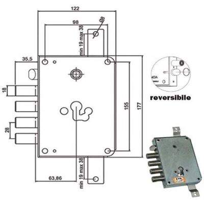 MOIA Ce664280 Cerradura - Cilindro triple, 4 pestillos - Cerradura de seguridad MOIA Ce664280 Cerradura - Cilindro triple, 4 pestillos - Cerradura de seguridad
