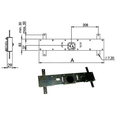 Candado Moia 156B/C - Barra Horizontal 4 Puntos de Cierre - 83x500mm Candado Moia 156B/C - Barra Horizontal 4 Puntos de Cierre - 83x500mm