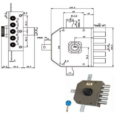 MOIA SERRATURE - Cerradura de Seguridad Quintupla Sx - JA425 MOIA SERRATURE - Cerradura de Seguridad Quintupla Sx - JA425