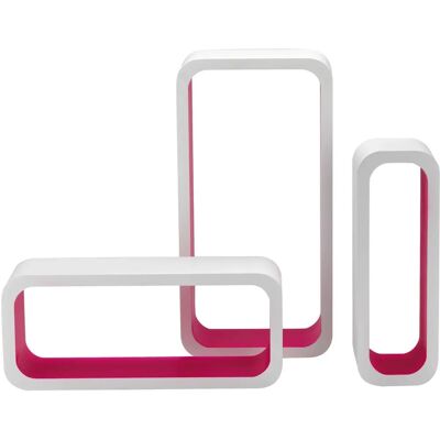 King Home Juego de 3 Estantes MDF - Fucsia y Blanco Moderno King Home Juego de 3 Estantes MDF - Fucsia y Blanco Moderno