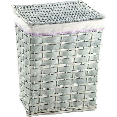 KING HOME Portabiancheria rettangolare set 1/2 - grigio - nastro lilla - vimini - Portabiancheria KING HOME Portabiancheria rettangolare set 1/2 - grigio - nastro lilla - vimini - Portabiancheria