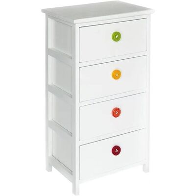 KING HOME Holzkommode mit 4 Schubladen - Weiß - 40x29x73h cm KING HOME Holzkommode mit 4 Schubladen - Weiß - 40x29x73h cm