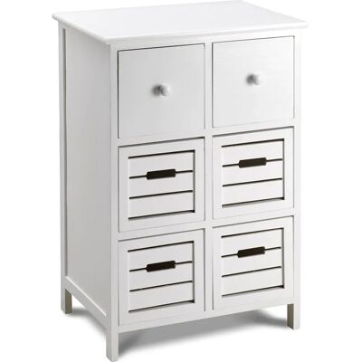 KING HOME Cómoda de madera de Paulownia - 6 cajones blancos KING HOME Cómoda de madera de Paulownia - 6 cajones blancos