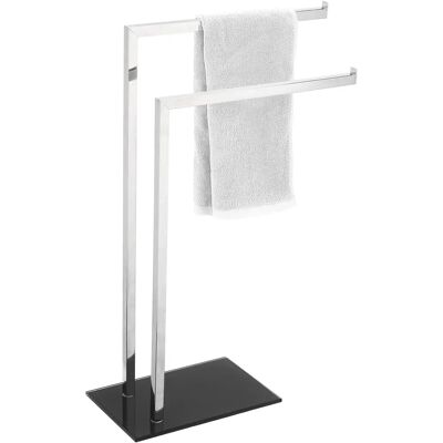 King Home Handdoekhouder - Dubbele stang, zwarte glazen basis - Badkameraccessoire King Home Handdoekhouder - Dubbele stang, zwarte glazen basis - Badkameraccessoire