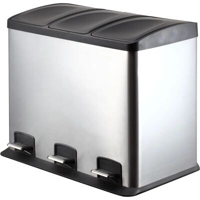 King Home Cubo de Basura de Acero Pedal 3x12L - Waste Bin King Home Cubo de Basura de Acero Pedal 3x12L - Waste Bin
