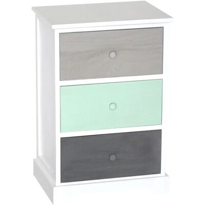 Cómoda de madera blanca con 3 cajones - Mueble de dormitorio o almacenamiento Cómoda de madera blanca con 3 cajones - Mueble de dormitorio o almacenamiento