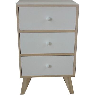 KING HOME Holzkommode - 3 Schubladen, Natur & Weiß, 40x25x66cm KING HOME Holzkommode - 3 Schubladen, Natur & Weiß, 40x25x66cm
