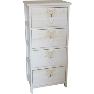 King Home Kommode Weiß Paulownia 4 Schubladen - Kommode King Home Kommode Weiß Paulownia 4 Schubladen - Kommode
