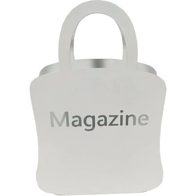 KING HOME Portariviste - weißer Zeitschriftenständer mit lackierten Metallgriffen - 29x7x32,5 cm KING HOME Portariviste - weißer Zeitschriftenständer mit lackierten Metallgriffen - 29x7x32,5 cm