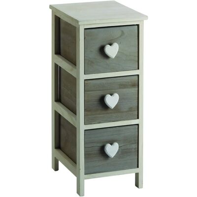 Cajonera de Madera King Home - 3 Cajones, Manijas en Forma de Corazón - 26x32x63cm Cajonera de Madera King Home - 3 Cajones, Manijas en Forma de Corazón - 26x32x63cm