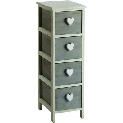 King home cómoda de madera de Paulownia blanca/gris de 4 cajones - Cajonera King home cómoda de madera de Paulownia blanca/gris de 4 cajones - Cajonera