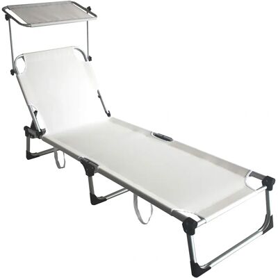 Garden Friend Mykonos Cama Plegable - Aluminio, Blanco, Toldo Solar Garden Friend Mykonos Cama Plegable - Aluminio, Blanco, Toldo Solar