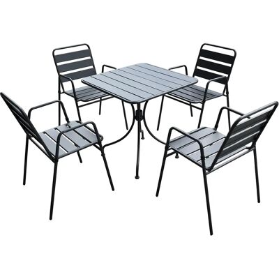 Garden Friend Krystin - Conjunto de jardín de acero con 1 mesa y 4 sillas Garden Friend Krystin - Conjunto de jardín de acero con 1 mesa y 4 sillas