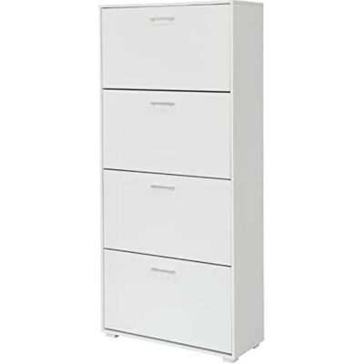 King Home Weißer Schuhschrank - 4 Fächer - 67x28x147 cm King Home Weißer Schuhschrank - 4 Fächer - 67x28x147 cm