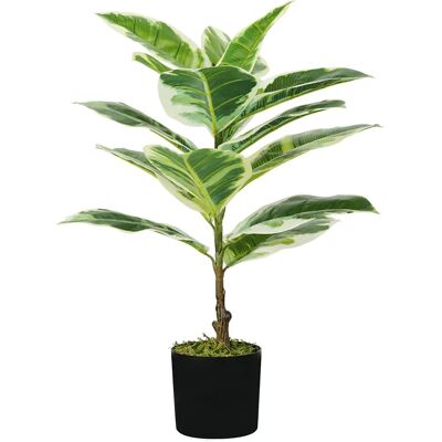 KING HOME Gummibaum Pflanze - 65cm, 15 Blätter, Topf & Moos KING HOME Gummibaum Pflanze - 65cm, 15 Blätter, Topf & Moos