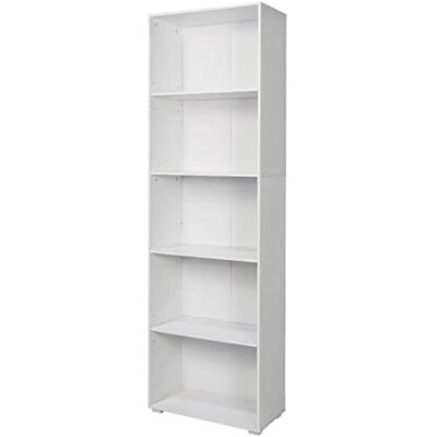 King Home Weiße Bibliothek - 5 Fächer - MDF - Silberfüße King Home Weiße Bibliothek - 5 Fächer - MDF - Silberfüße