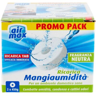 Airmax Pastiglie Assorbi Umidità Neutre - Ricarica 2x450g Airmax Pastiglie Assorbi Umidità Neutre - Ricarica 2x450g
