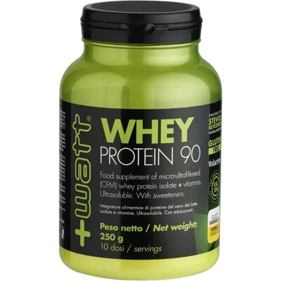 Proteine del siero +WATT Vaniglia - Polvere (250 g) - Whey Protein 90 Proteine del siero +WATT Vaniglia - Polvere (250 g) - Whey Protein 90