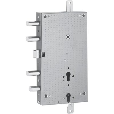 Serratura porta zincata - 2 mandate, piastra antieffrazione, 40mm Serratura porta zincata - 2 mandate, piastra antieffrazione, 40mm