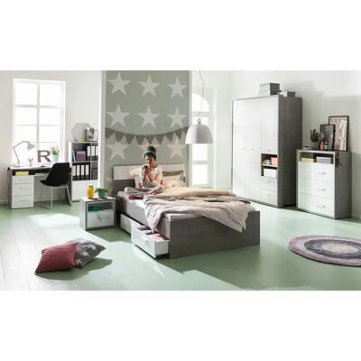 COMPOSAD Mipiace Graues Einzelbett mit Schubladen - Bettgestell COMPOSAD Mipiace Graues Einzelbett mit Schubladen - Bettgestell