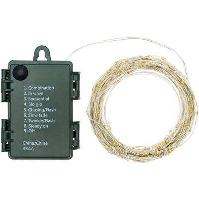MAGIEDINATALE - Catena di luci Micro LED bianco caldo 16m - A batteria MAGIEDINATALE - Catena di luci Micro LED bianco caldo 16m - A batteria