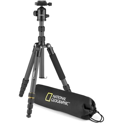 National Geographic Travel Tripod Kit with Monopod - Carbon Fibre, 5-Section Legs, Load 8kg National Geographic Travel Tripod Kit with Monopod - Carbon Fibre, 5-Section Legs, Load 8kg