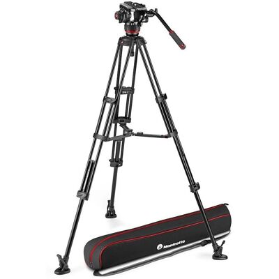 Manfrotto Kit aus Aluminium-Stativ mit 504X Videokopf – Mittelhohe Version Manfrotto Kit aus Aluminium-Stativ mit 504X Videokopf – Mittelhohe Version