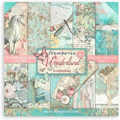 Bloc de papier Stamperia SBBL38 - Wonderland - 12x12 - Double face - 10 feuilles Bloc de papier Stamperia SBBL38 - Wonderland - 12x12 - Double face - 10 feuilles