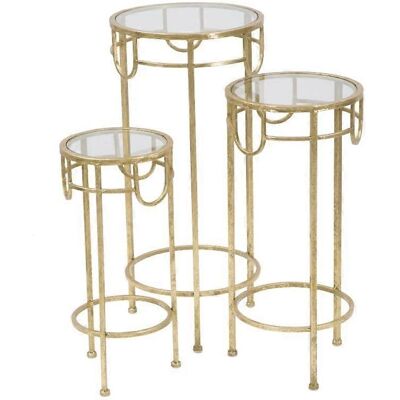 Ensemble de 3 tables rondes en métal doré Mauro Ferretti - Tables d'appoint - Publicité Ensemble de 3 tables rondes en métal doré Mauro Ferretti - Tables d'appoint - Publicité