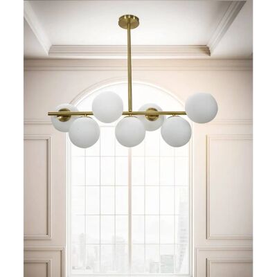Mauroferretti - Moderner Gold- und Weißglas-Sphären Kronleuchter - 7 Lichter Mauroferretti - Moderner Gold- und Weißglas-Sphären Kronleuchter - 7 Lichter