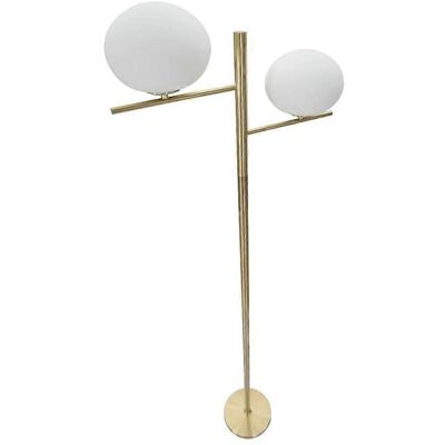 Lámpara de Pie Mauro Ferretti - Metal Dorado, Vidrio Blanco, 180cm Lámpara de Pie Mauro Ferretti - Metal Dorado, Vidrio Blanco, 180cm