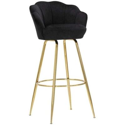 Taburete de bar de terciopelo Vienna Mauroferretti - Respaldo floral - 90cm Taburete de bar de terciopelo Vienna Mauroferretti - Respaldo floral - 90cm