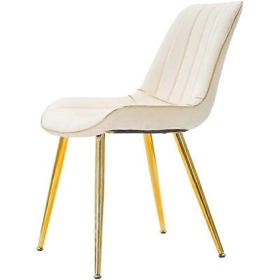 Mauro Ferretti - Ensemble de 2 Chaises - Crème/Or - 51x59x79cm - Publicité Mauro Ferretti - Ensemble de 2 Chaises - Crème/Or - 51x59x79cm - Publicité