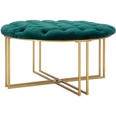 Pouf Verde e Oro Mauro Ferretti - Rotondo, Tessuto Imbottito, Metallo - 90x49cm - Pouf Pouf Verde e Oro Mauro Ferretti - Rotondo, Tessuto Imbottito, Metallo - 90x49cm - Pouf