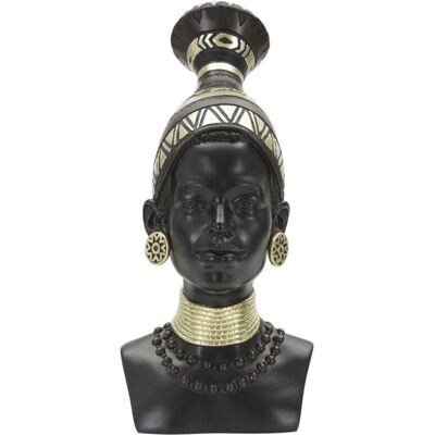 Statua Testa Tribale Africana in Resina Nera Mauro Ferretti Statua Testa Tribale Africana in Resina Nera Mauro Ferretti