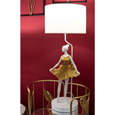 CHARME1921 - Balerina - Or - Abajur alb - Lampa de masă CHARME1921 - Balerina - Or - Abajur alb - Lampa de masă