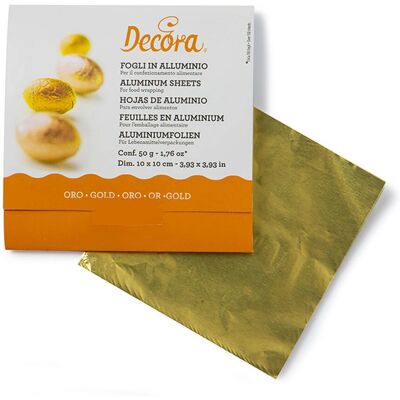 Decora Sac d'Emballage pour Chocolats - 150 Feuilles d'Aluminium Alimentaire Doré Decora Sac d'Emballage pour Chocolats - 150 Feuilles d'Aluminium Alimentaire Doré