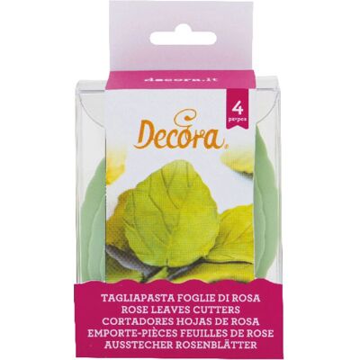 Decora 0803024 - Groen - Set van 4 cutters voor rozen - Koekjesuitsteker Decora 0803024 - Groen - Set van 4 cutters voor rozen - Koekjesuitsteker