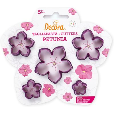 Decora Violet Set van 5 plastic petunia bloem uitsteekvormen - Keukengerei Decora Violet Set van 5 plastic petunia bloem uitsteekvormen - Keukengerei