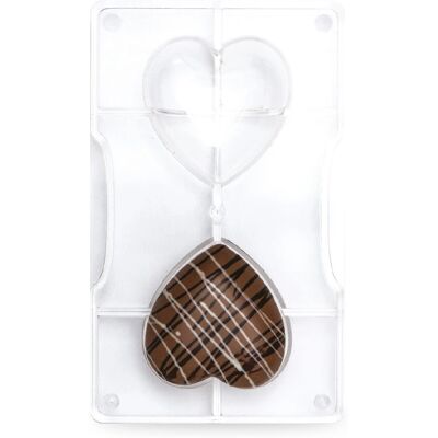 Molde de Chocolate en Forma de Corazón - 2 Cavidades - Policarbonato - Transparente Molde de Chocolate en Forma de Corazón - 2 Cavidades - Policarbonato - Transparente