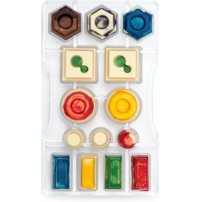 Decora Modell 0050085 Polykarbonat Chokladform - 14 Geometriska Praliner Decora Modell 0050085 Polykarbonat Chokladform - 14 Geometriska Praliner