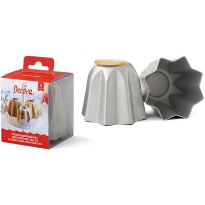 Decora Molde para Pastel - Set de Mini Pandoro, Aluminio Anodizado, 3 piezas Decora Molde para Pastel - Set de Mini Pandoro, Aluminio Anodizado, 3 piezas