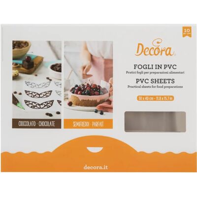 Decora 10 lebensmittelechte PVC-Folien - 30x40cm, 150 Mikron Decora 10 lebensmittelechte PVC-Folien - 30x40cm, 150 Mikron