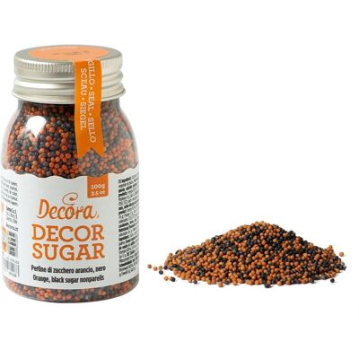 Decora - Perline Zucchero Mix - Arancio e Nero - 100 g - Perline decorative zucchero Decora - Perline Zucchero Mix - Arancio e Nero - 100 g - Perline decorative zucchero