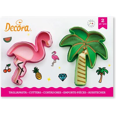 Decora 0255071 - Set koekjesuitsteker flamingo en palm Decora 0255071 - Set koekjesuitsteker flamingo en palm