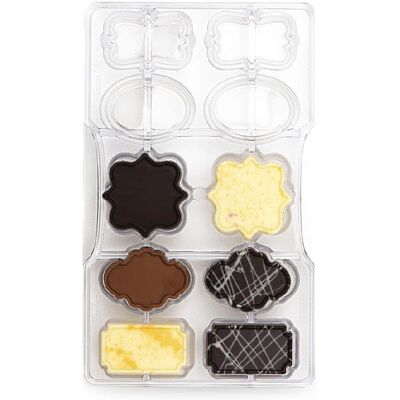 Moule en polycarbonate Güde pour chocolat - Formes de plaques diverses - 4,5x2,6 cm Moule en polycarbonate Güde pour chocolat - Formes de plaques diverses - 4,5x2,6 cm