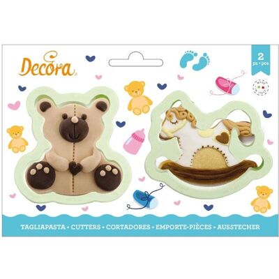 Decora - Set of 2 Cookie Cutters - Teddy Bear - Rocking Horse - Cookie Cutters Decora - Set of 2 Cookie Cutters - Teddy Bear - Rocking Horse - Cookie Cutters