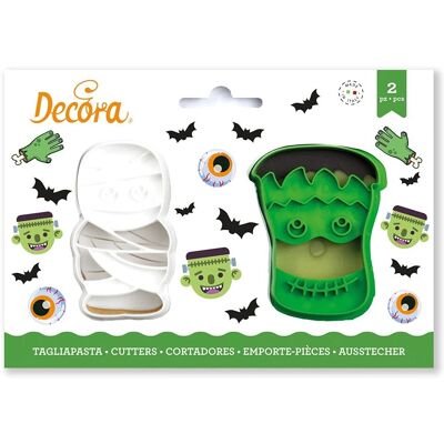 Decora - Set 2 Cutters - Plastic - Halloween Mummy Frankenstein - Cookie Cutter Set Decora - Set 2 Cutters - Plastic - Halloween Mummy Frankenstein - Cookie Cutter Set