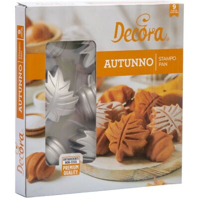 Moule à gâteau Decora - 9 douceurs automnales - Feuilles et citrouilles Moule à gâteau Decora - 9 douceurs automnales - Feuilles et citrouilles