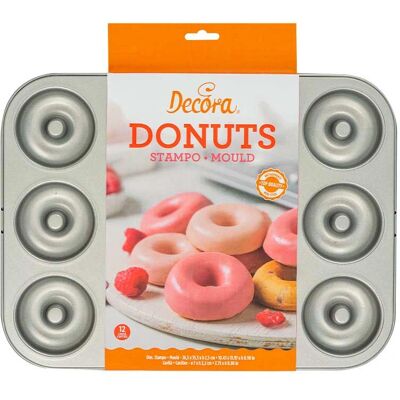 Moule à Donuts Decora - Antiadhésif, 12 cavités - 35,5cm Moule à Donuts Decora - Antiadhésif, 12 cavités - 35,5cm